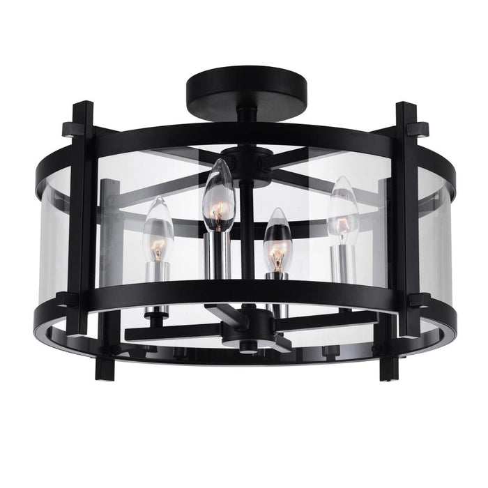 Miette 4 Light Cage Flush Mount With Black Finish | 9827C18-4-101