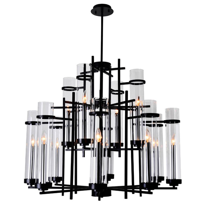 Sierra 12 Light Up Chandelier With Black Finish | 9827P38-12-101