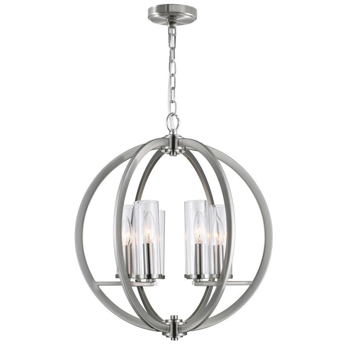 CWI Lighting Elton 6 Light Chandelier With Satin Nickel Finish