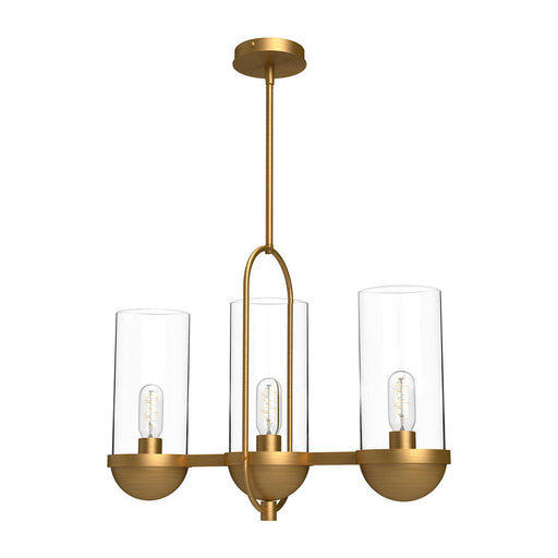 Alora Cyrus 24-in Aged Gold/Clear Glass 3 Lights Linear Pendant