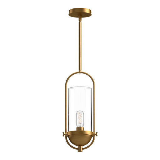 Alora Cyrus 8-in Aged Gold/Clear Glass 1 Light Pendant