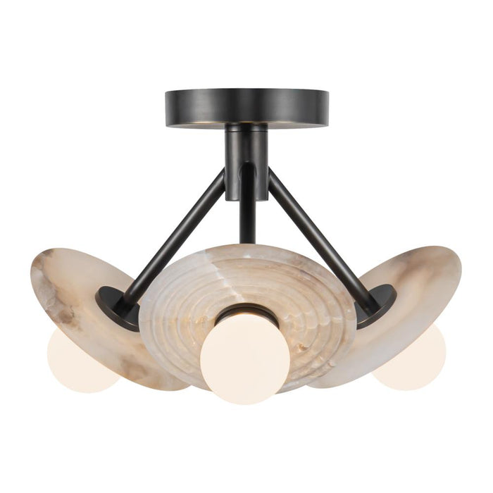 Alora Dahlia 13-in Urban Bronze/Alabaster LED Semi Flush Mount