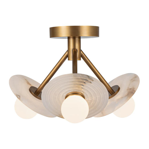 Dahlia 13-in Vintage Brass/alabaster Led Semi Flush Mount | SF346313VBAR