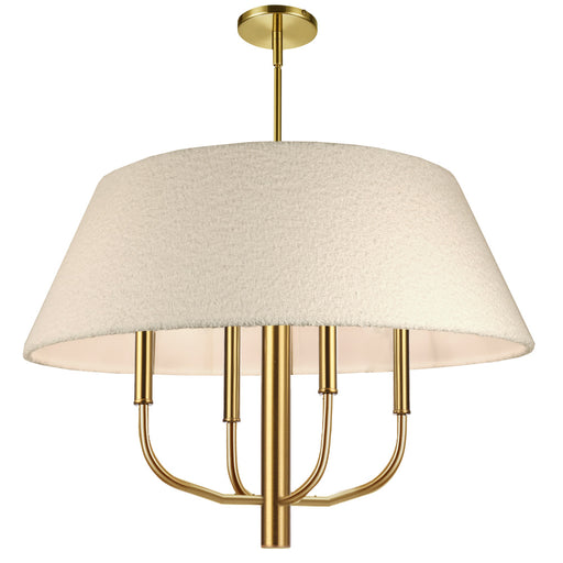 4 Light Incandescent Aged Brass Chandelier With Boucle Fabric Shade | DAL-244C-AGB