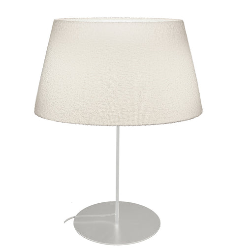 1 Light Incandescent Matte White Table Lamp With Boucle Fabric Shade | DAL-281T-MW