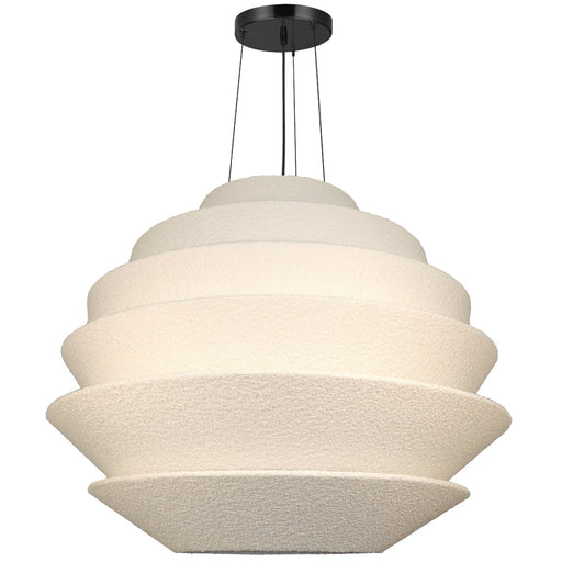 9 Light Incandescent Matte Black Pendant With White Boucle Fabric Shade | DAL-3224P-MB