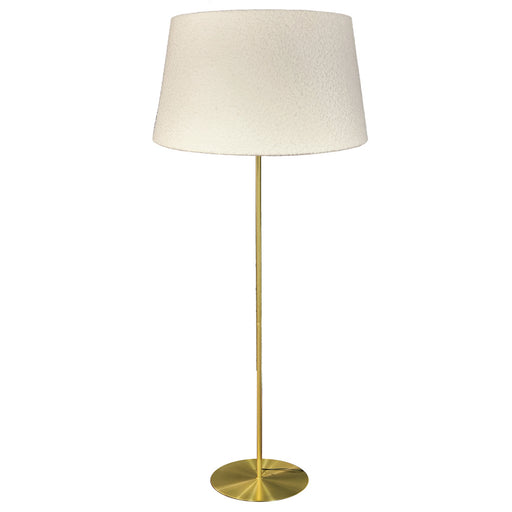 9 Light Incandescent Aged Brass Floor Lamp With White Boucle Fabric Shade | DAL-611F-AGB
