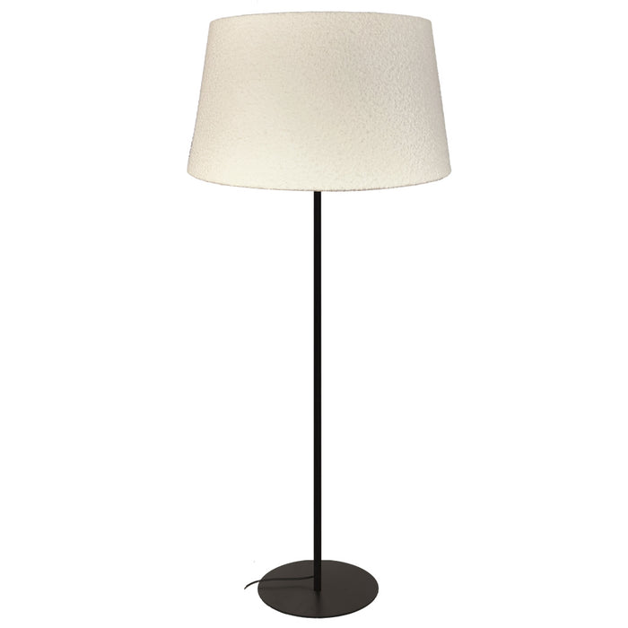 9 Light Incandescent Matte Black Floor Lamp With White Boucle Fabric Shade | DAL-611F-MB