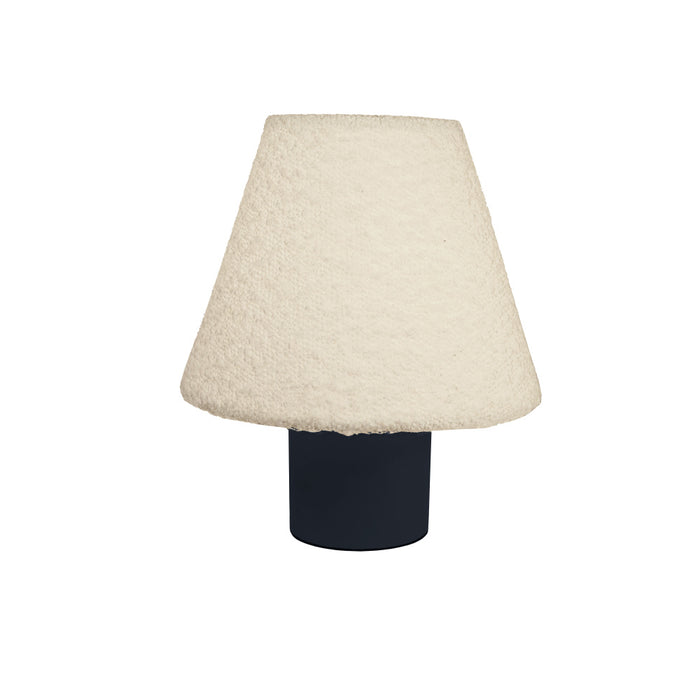 1 Light Incandescent Matte Black Table Lamp With White Boucle Fabric Shade | DAL-91T-MB