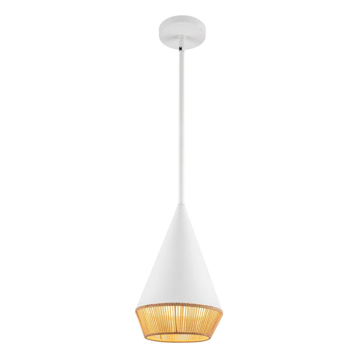 Daphne 7-in White/brown Cotton Rope 1 Light Pendant | PD633107WHBR