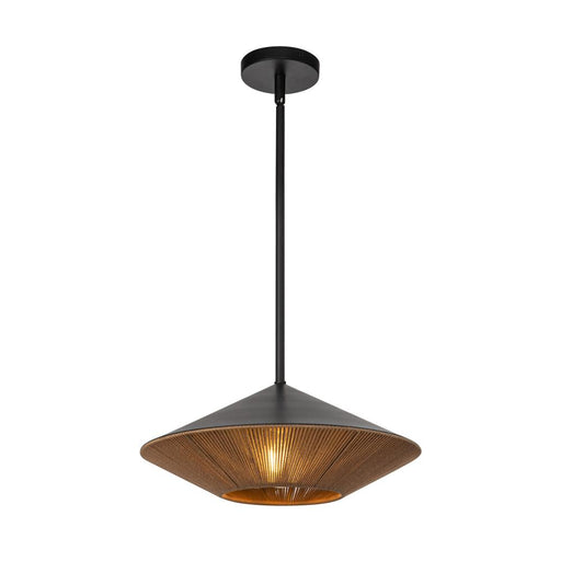 Daphne 15-in Matte Black/brown Cotton Rope 1 Light Pendant | PD633215MBBR