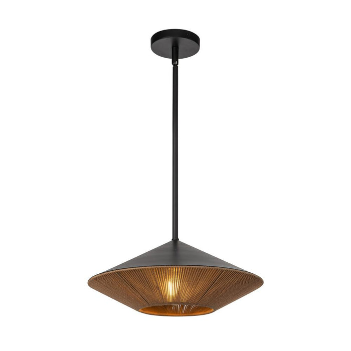 Daphne 15-in Matte Black/brown Cotton Rope 1 Light Pendant | PD633215MBBR