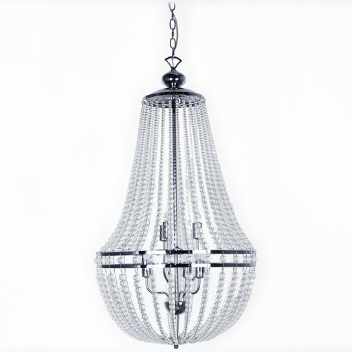  6 Light  Incandescent Chandelier Pc W/clr Glass Beads | DAW-386C-PC-CLR