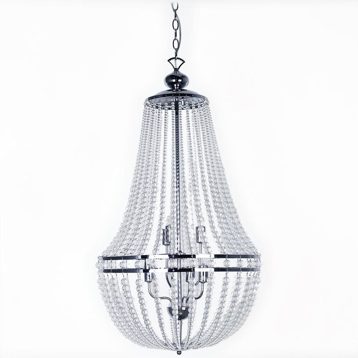  6 Light  Incandescent Chandelier Pc W/clr Glass Beads | DAW-386C-PC-CLR