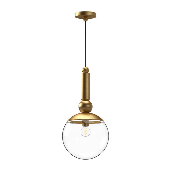 Delilah 10-in Brushed Gold/clear Glass 1 Light Pendant | PD560510BGCL