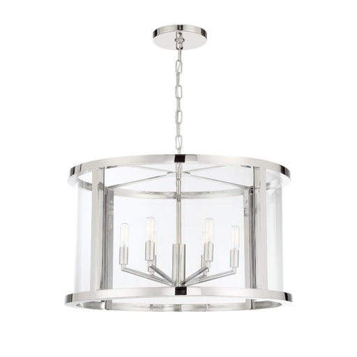 Libby Langdon Devon 6 Light Polished Nickel Lantern Chandelier | DEV-B8066-PN