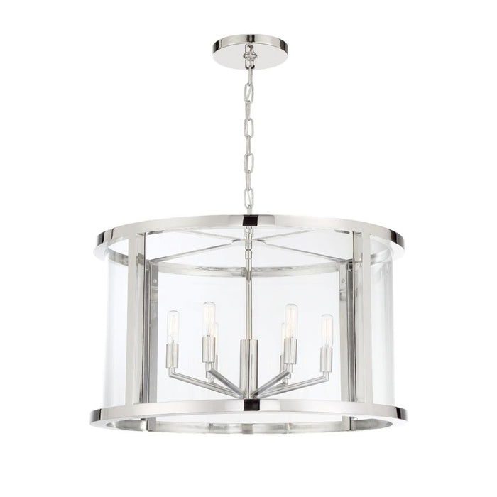 Libby Langdon Devon 6 Light Polished Nickel Lantern Chandelier | DEV-B8066-PN