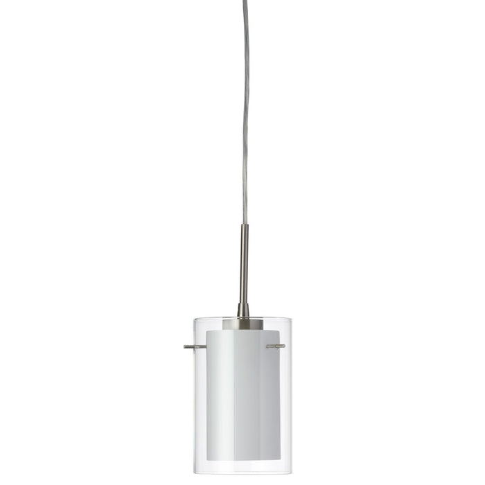 Dainolite Single Pendant Satin Chrome Clear/White Glass