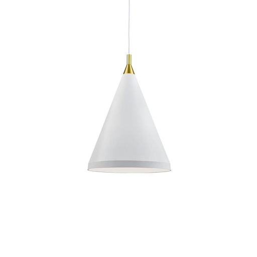 Dorothy 16-in White With Gold Detail 1 Light Pendant | 492716-WH/GD
