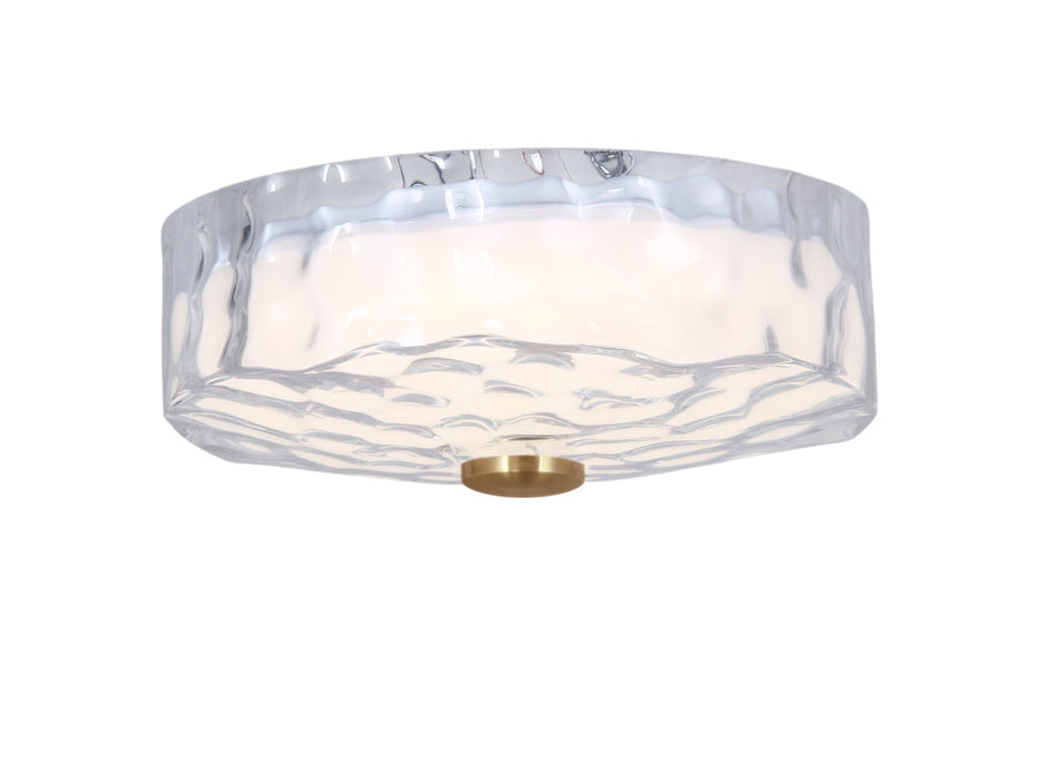 20w Flushmount, Agb W/ Clr Rippled Glass | DUL-1120LEDFH-AGB