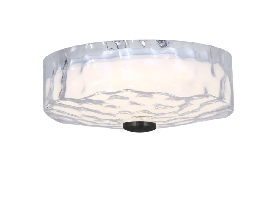 20w Flushmount, Mb W/ Clr Rippled Glass | DUL-1120LEDFH-MB