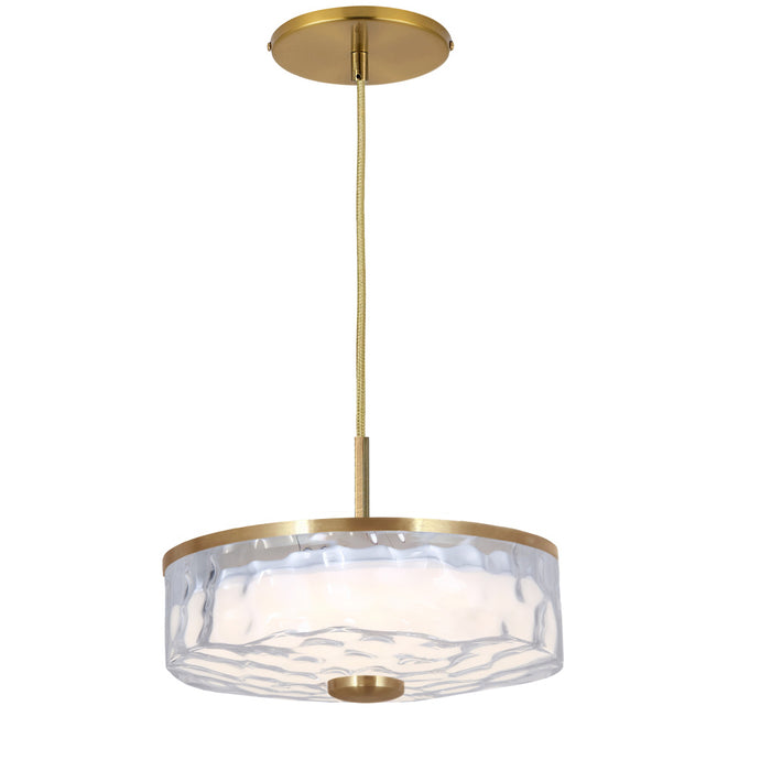 20w Pendant, Agb W/ Clr Rippled Glass | DUL-1120LEDP-AGB
