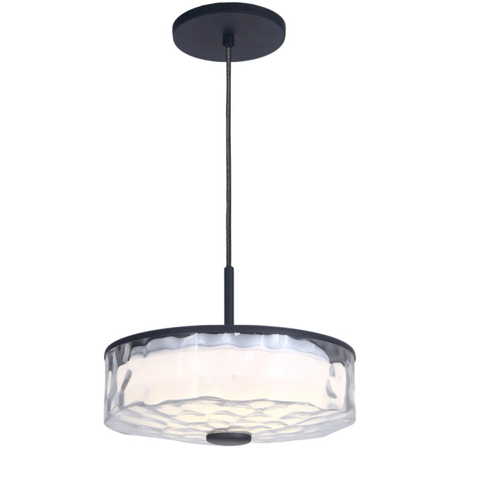 20w Pendant, Mb W/ Clr Rippled Glass | DUL-1120LEDP-MB