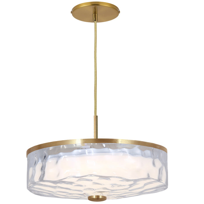 30w Pendant, Agb W/ Clr Rippled Glass | DUL-1530LEDP-AGB