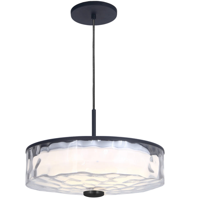 30w Pendant, Mb W/ Clr Rippled Glass | DUL-1530LEDP-MB