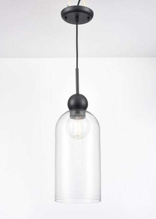 Hariette 17" Clear Pendant, Black | DVP37621EB-CL