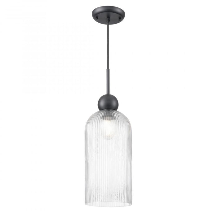 Hariette 17" Ribbed Pendant, Black | DVP37621EB-RIC