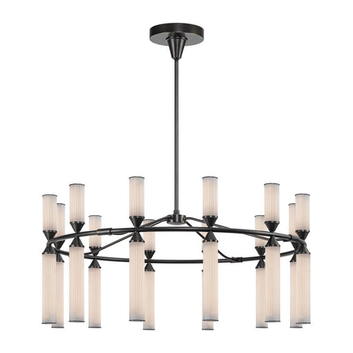 Alora Edwin 38-in Urban Bronze/Frosted Ribbed Glass LED Chandeliers