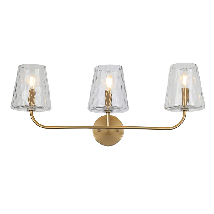  3 Light  Incandescent Vanity, Agb W/ Clr Hammered Glass | ELN-213W-AGB-CLR