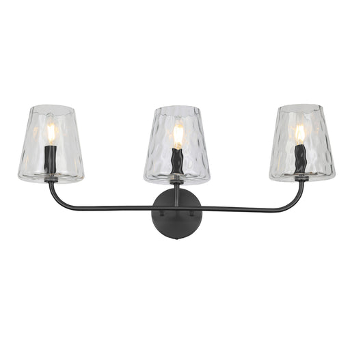 3 Light  Incandescent Vanity, Mb W/ Clr Hammered Glass | ELN-213W-MB-CLR