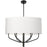  6 Light  Incandescent Pendant, Mb W/ Wh Fabric Shade | ELN-306C-MB-790