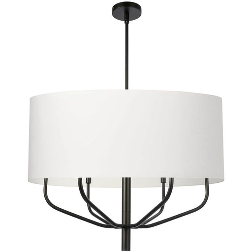  6 Light  Incandescent Pendant, Mb W/ Wh Fabric Shade | ELN-306C-MB-790