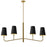  4 Light  Incan Horizontal Chandelier, Agb W/ Bk Shades | ELN-534HC-AGB-698
