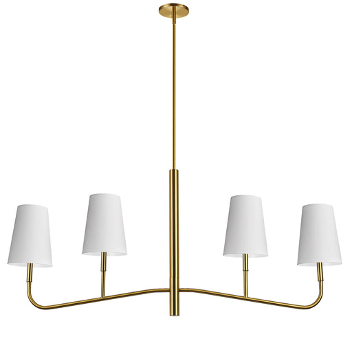  4 Light  Incan Horizontal Chandelier, Agb W/ Wh Shades | ELN-534HC-AGB-790