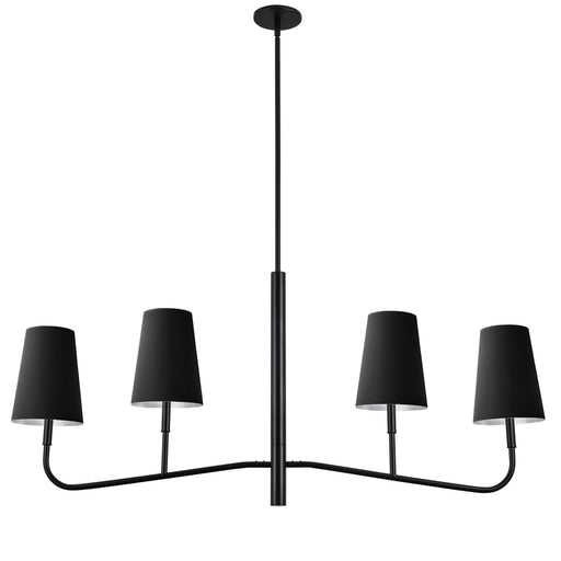  4 Light  Incan Horizontal Chandelier, Mb W/ Bk Shades | ELN-534HC-MB-697
