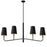  4 Light  Incan Horizontal Chandelier, Mb W/ Bk Shades | ELN-534HC-MB-698