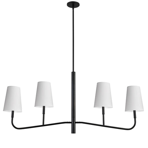  4 Light  Incan Horizontal Chandelier Mb W/ Wh Shades | ELN-534HC-MB-790