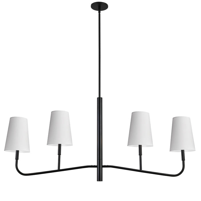  4 Light  Incan Horizontal Chandelier Mb W/ Wh Shades | ELN-534HC-MB-790