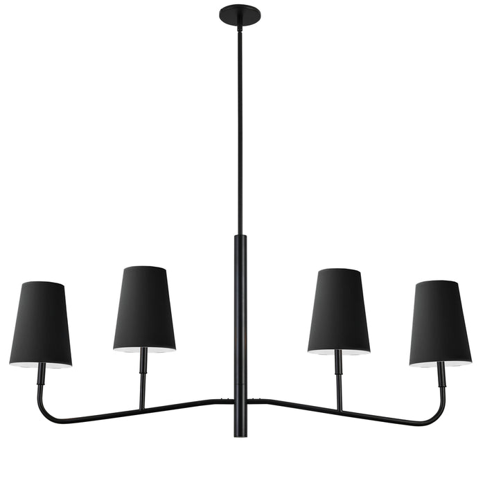  4 Light  Incan Horizontal Chandelier, Mb W/ Bk Shades | ELN-534HC-MB-797