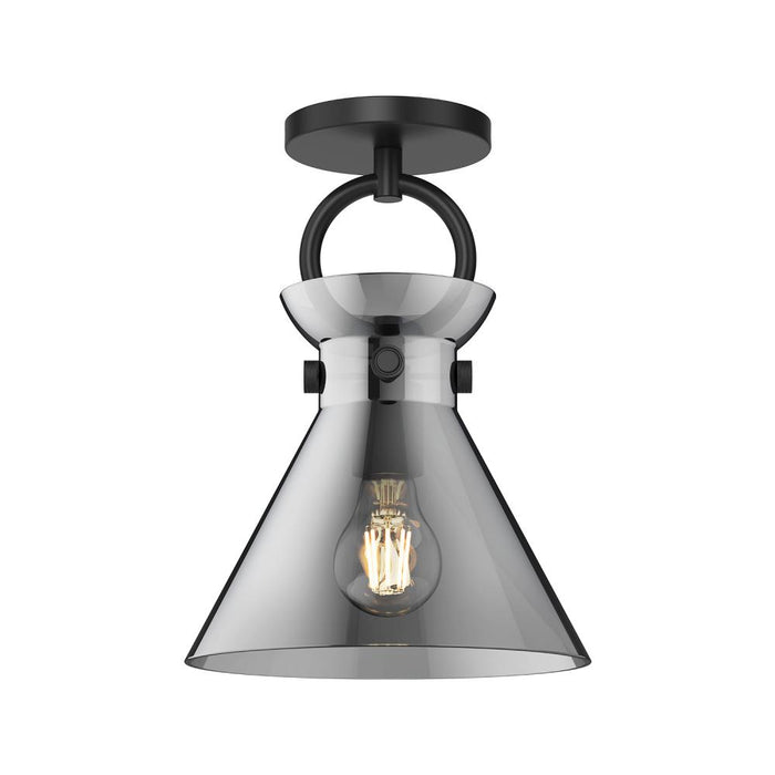 Emerson 9-in Matte Black/smoked 1 Light Semi Flush Mount | SF412509MBSM