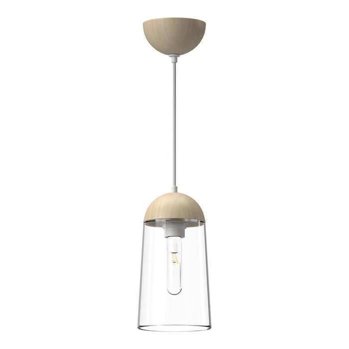 Emil 6-in White/white Oak 1 Light Pendant | PD542207WHWK