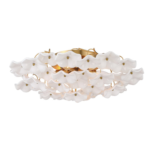 Esme 22.5'' Aged Brass Semi Flush Mount | ESM-4000-AG-WH