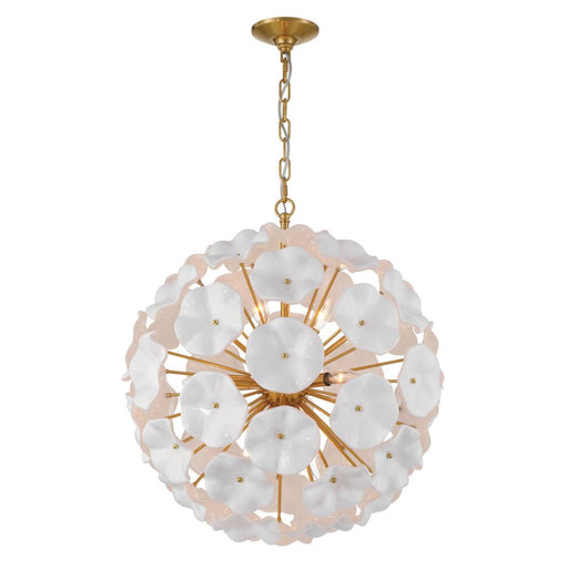 Esme 9 Light Aged Brass Pendant | ESM-4006-AG-WH