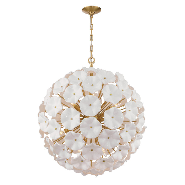 Esme 28'' Aged Brass Chandelier | ESM-4009-AG-WH