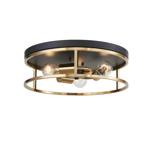 Easton Flush Mount Round 3-light Black & Gold | F2203BKGD