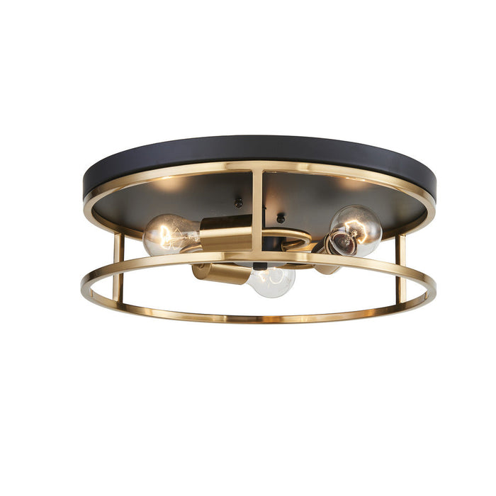 Easton Flush Mount Round 3-light Black & Gold | F2203BKGD